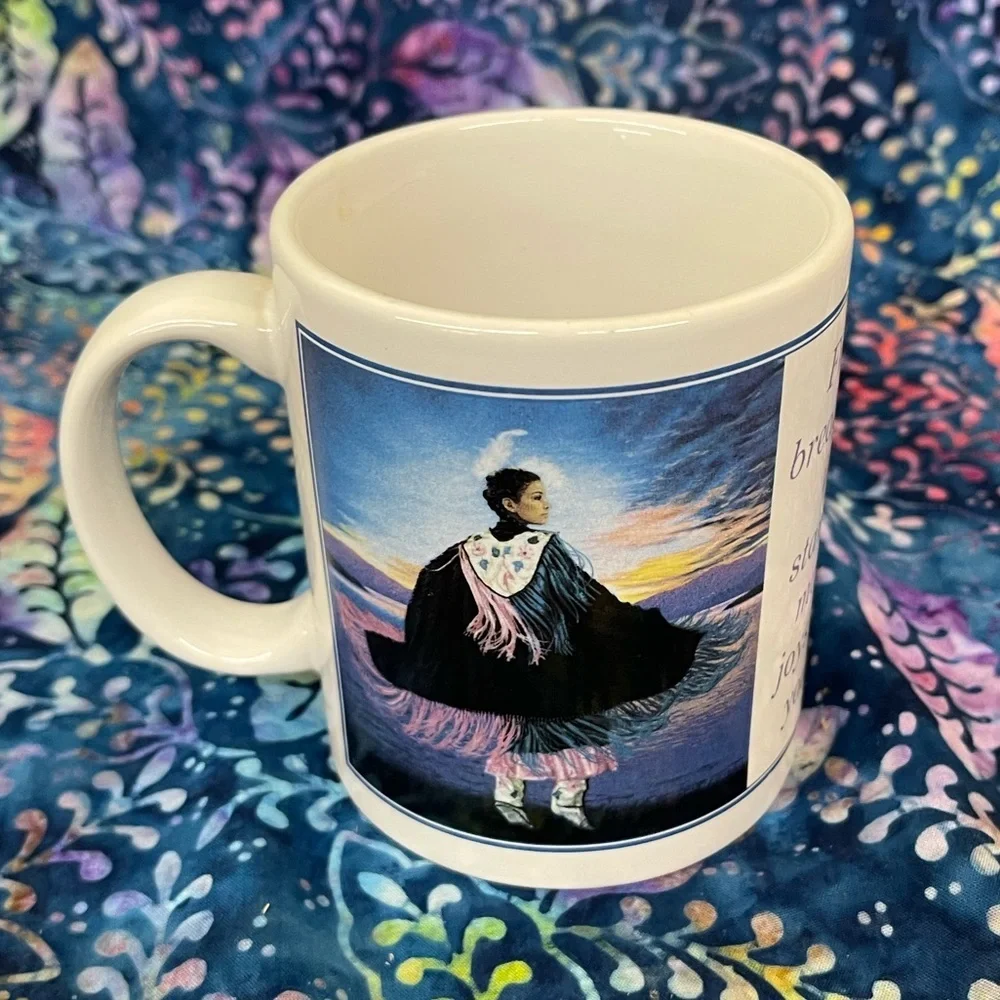 Two Vintage 90's Leanin’ Tree Native American Coffee mugs
